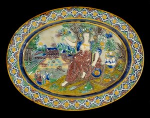 Krásný keramický květináč z glazované hlíny od Bernarda Palissyho (1510-1589)