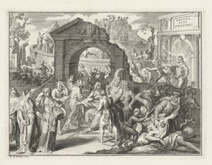 Cartoon of the Schouwburg Controversy, asi 1685 od Bernard Picart (attributed to)