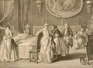 Požehnání manželského lože, ilustrace z knihy "Náboženské obřady a zvyky", 1724 od Bernard Picart
