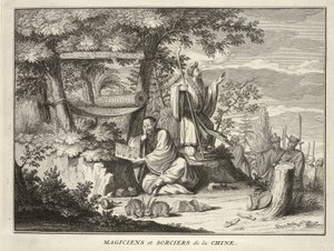 Wizards and Wizards of China, z Náboženských obřadů a zvyků všech národů světa, pub. 1736 od Bernard Picart