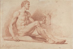 Mužský akt s lampou (Diogenes) od Bernard Picart