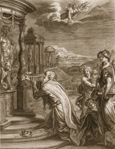 Oeneus, král Calydonu, zanedbání Diany při oběti je potrestáno za svou bezbožnost, 1731 od Bernard Picart