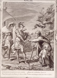 Phineus je vysvobozen z Harpyjí od Calaise a Zethese, 1731 od Bernard Picart