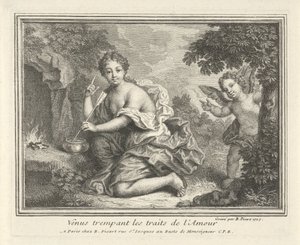 Venuše se setkala s pijlen van Amor Venuše nasákla rysy lásky (název na předmětu) od Bernard Picart