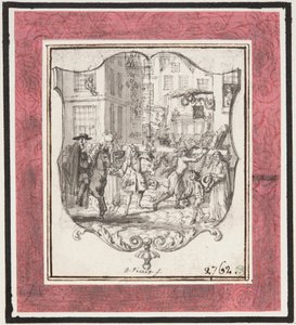 Vignette. Straßenszene eingefügt in Schildrahmen od Bernard Picart
