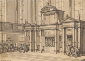 Radost ze Zákona v portugalské synagoze v Amsterodamu od Bernard Picart
