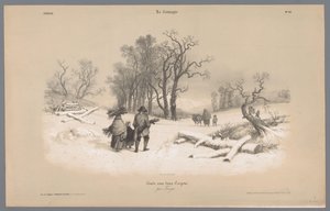 Rodina sbírá dřevo ve sněhu Zobrazení venkovského života (název série) La kampaň. Etudes varieés aux deux Pastelky (název série na objektu) od Bernard Romain Julien