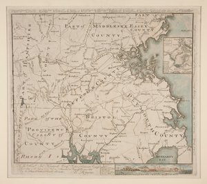 Mapa Bostonu a okolí, ca. 1775 od Bernard Romans