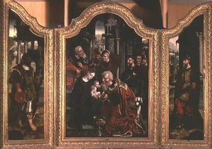 Klanění tří králů (olej) od Bernard van Orley