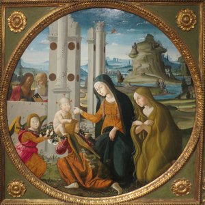 Bernardino Fungai - Madona s dítětem se světci a anděly od Bernardino Fungai