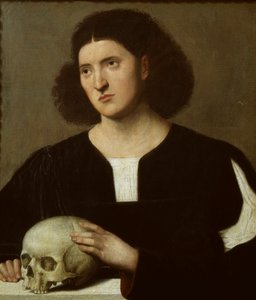 Portrét mladého muže s lebkou, c1510-1515