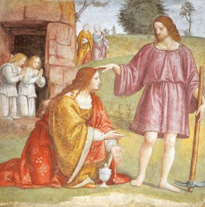 Itálie, Milán, kostel svatého Maurice al Monastero Maggiore, vzkříšený Kristus se zjevuje Marii Magdaleně od Bernardino Luini