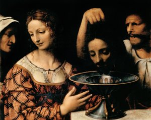 Kat představuje hlavu Jana Křtitele Herodovi, 1527-31 (tempera na panelu) od Bernardino Luini