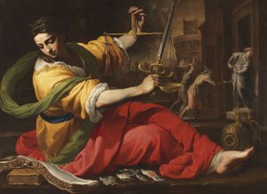 Allegorie de la Justice - Alegorie spravedlnosti, Mei, Bernardino (1612-1676). Olej na plátně