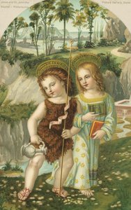 Ježíš Kristus a svatý Jan Křtitel (chromolit) od Bernardino di Betto (after) Pinturicchio