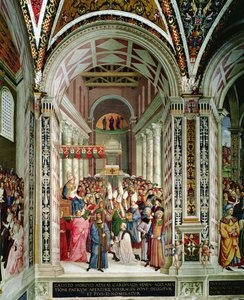 Aeneas Sylvius Piccolomini (1405-64), zvolený papežem jménem Pius II., vchází do St. Peter