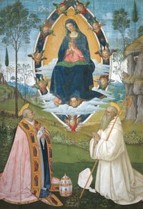 Madona s Řehořem Velikým a svatým Benediktem od Bernardino di Betto Pinturicchio