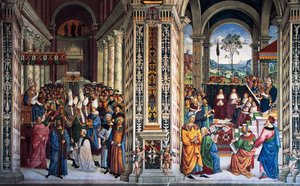 Pius II přijíždí do Ancony, aby zahájil křížovou výpravu (16. století), freska od Pinturicchio (1452-1513), knihovna Piccolomini, katedrála Siena, Toskánsko, Itálie od Bernardino di Betto Pinturicchio