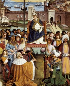 Papež Pio (Pius) II žehná flotilám před odjezdem z Ancony do Svaté země 15. srpna 1464, detail od Bernardino di Betto Pinturicchio