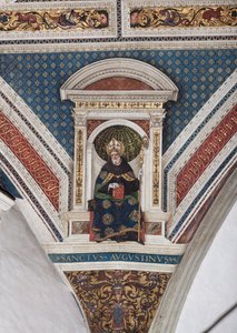 Svatý Augustin z Hrocha, detail církevních učitelů (freska od Bernardino di Betto Pinturicchio