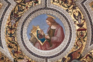 Svatý Lukáš, detail Čtyř evangelistů (freska od Bernardino di Betto Pinturicchio