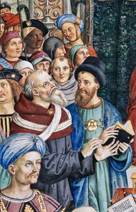 Knihovna Piccolomini, jihozápadní stěna: „Pius II předsedá Mantovskému sněmu, 1. června od Bernardino di Betto Pinturicchio
