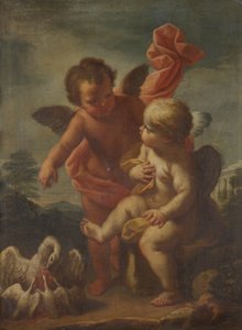 Amorové s husami od Bernardo Arniconi