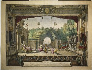 Balet Le Turc Généreux ve vídeňském Burgtheatru, 1758 od Bernardo Bellotto