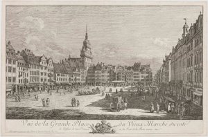Staré tržiště v Drážďanech od Schlossstraße, list ze série „Drážďanské veduty“ od Bernardo Bellotto