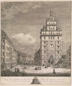 Bývalý kostel Kreuzkirche v Drážďanech, list ze série „Drážďanské veduty“ od Bernardo Bellotto