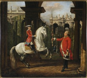 Plukovník Koenigsfels učí knížete Józefa Poniatowského jízdě na koni od Bernardo Bellotto