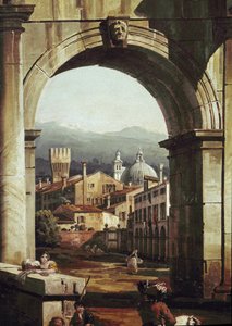 Roman Caprice s dveřmi a stěnami, detail (olej na plátně od Bernardo Bellotto