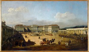 Zámek Schoenbrunn z pohledu ze vstupního nádvoří (malba) od Bernardo Bellotto
