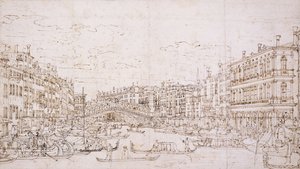 Canal Grande, Benátky, s mostem Rialto z jihu, od Bernardo Bellotto