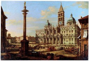 Piazza a kostel Santa Maria Maggiore v Římě, 1739 od Bernardo Bellotto