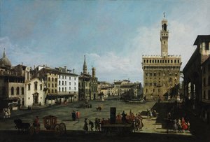 Piazza della Signoria ve Florencii od Bernardo Bellotto