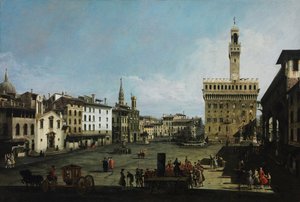 Piazza della Signoria ve Florencii, 1742 od Bernardo Bellotto