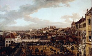 Pohled na Varšavu, z lodžie na východ od královské vily směrem na Krakov (olej na plátně od Bernardo Bellotto
