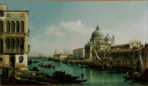 Pohled na Velký kanál: Santa Maria della Salute a Dogana z Campo Santa Maria Zobenigo. od Bernardo Bellotto