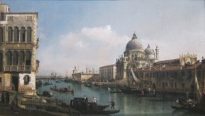 Pohled na Velký kanál: Santa Maria della Salute a Dogana z Campo Santa Maria Zobenigo. od Bernardo Bellotto