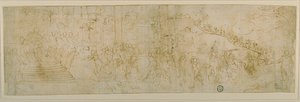 Šalamoun a královna ze Sáby (recto); náčrt královny ze Sáby (verso) od Bernardo Castello