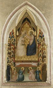 Korunovace Panny Marie s anděly a svatými, kolem 1340-5 (tempera na topolovém dřevě)