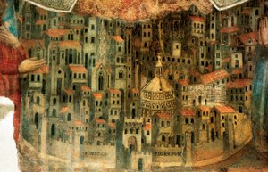 Pohled na Florencii, detail z "La Madonna della Misericordia", 1342