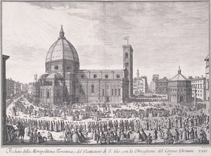 Pohled na město Florencie, deska XXI, z „Výběru pohledů XXIV od Bernardo Sansone Sgrilli