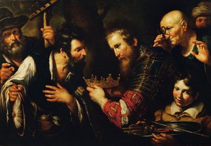 Alexandr Veliký nechává jednoho ze svých vyslanců vrátit Abdolominovi korunu... (malba na plátně) od Bernardo Strozzi