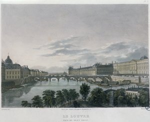 Pont nebo Passerelle des Arts, Paříž, 1832 (barevná rytina)