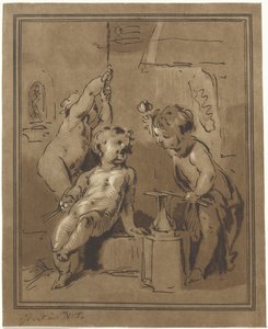 Tři putti na kovadlině od Bernhard Schreuder