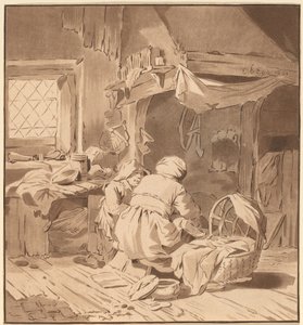 Interiér selského domu se dvěma ženami, 1772, vydáno 1787. od Bernhard Schreuder