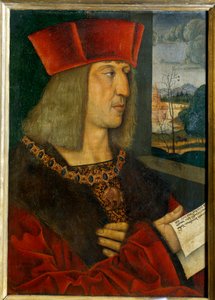 Portrét císaře Maxmiliána I. (1459-1519) Obraz Bernarda Strigela (1460-1528) 15. stol. Rozměr 0,38 x 0,28 m