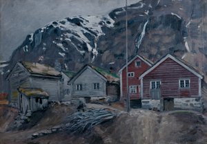 Staré domy v Hyenu od Bernt Wilhelm Tunold